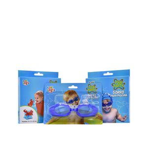 Set Juegos Inflables Para Piscina Gafas + Gorro + Flotadores de Brazo Niño