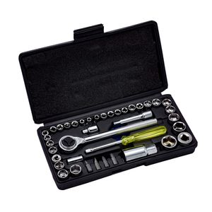 Set Completo: Gato Hidráulico 2T + Copas Ratchet 40 Piezas en Estuche