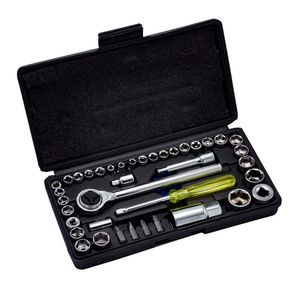 Kit Gato Hidráulico 2T + Juego de Copas Ratchet 40 Pzas + Cruceta