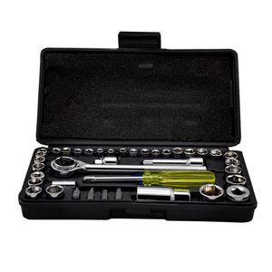 Kit Gato Hidráulico 2T + Juego de Copas Ratchet 40 Pzas + Cruceta