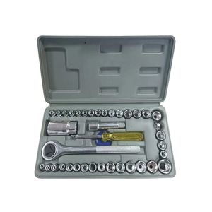 Kit Gato Hidráulico 6T Tipo Botella + Juego De Copas Ratchet 40 Pzas  + Cruceta