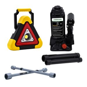 Kit Gato Hidráulico 6T + Luz de Emergencia + Cruceta Galvanizada
